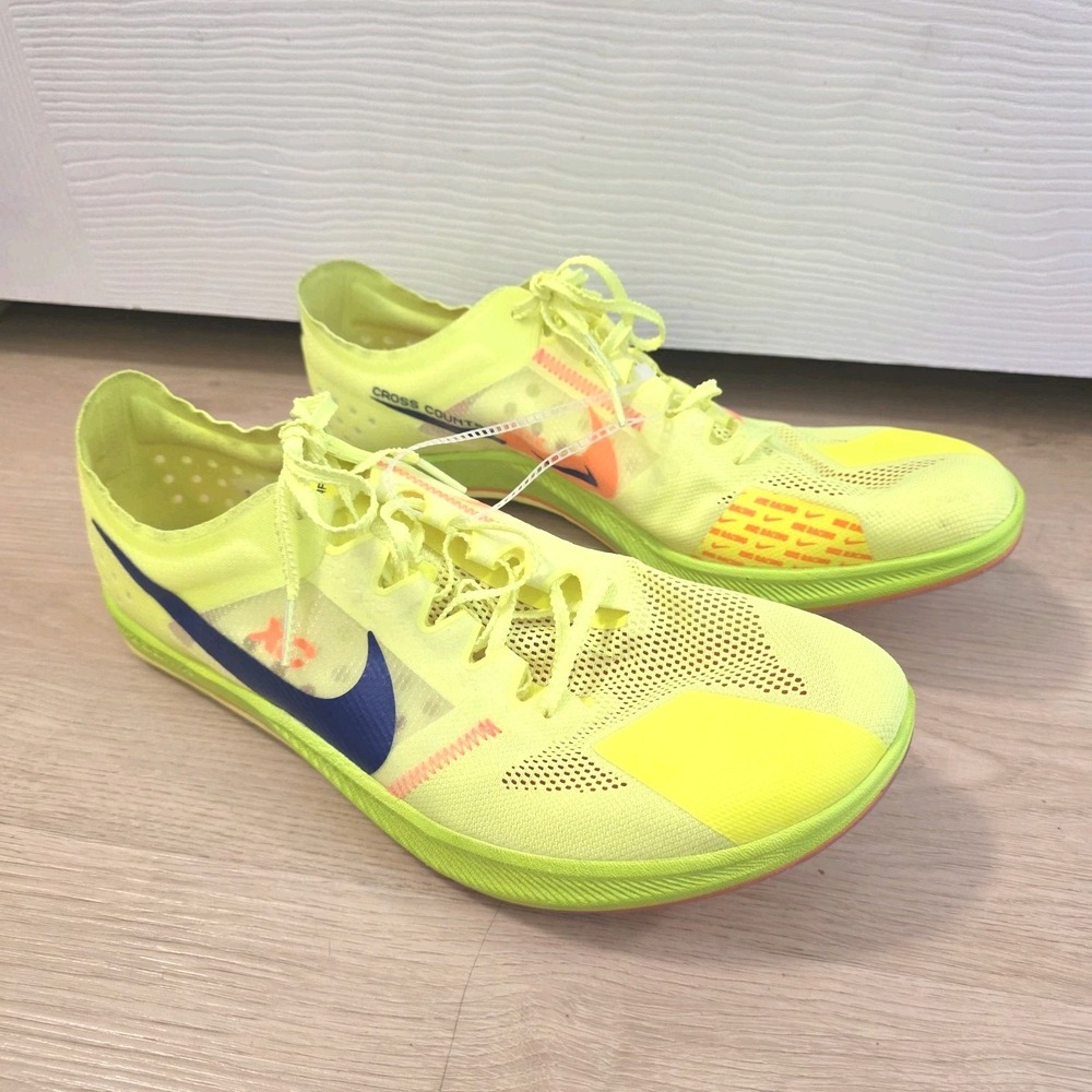 Nike Neon Yellow Navy ZoomX Dragonfly Cross Country Running Shoe No Spikes Sz 13